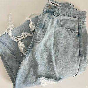 ASO light wash ripped jeans